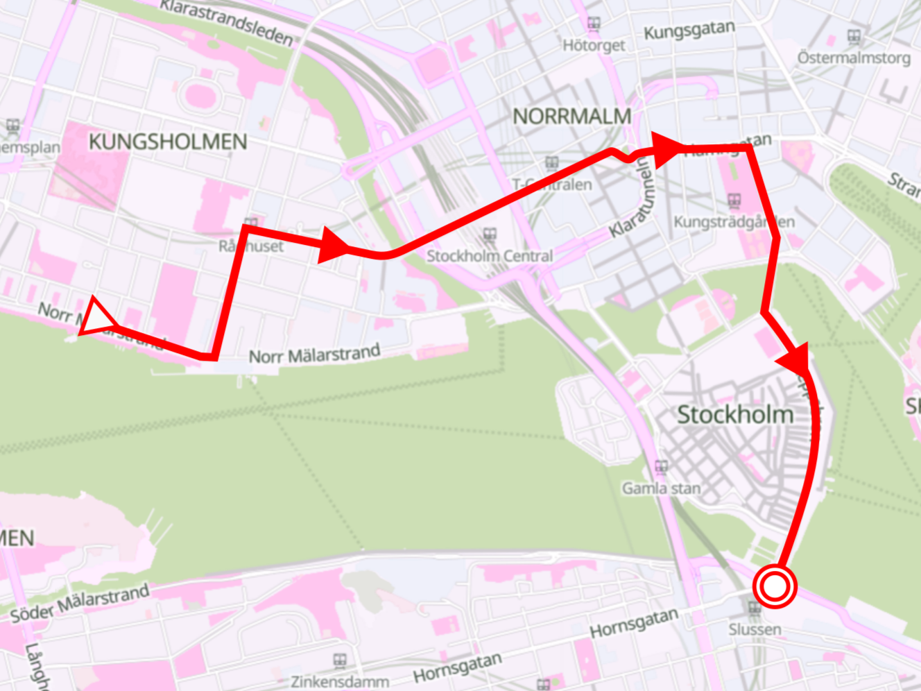 Map of the new Stockholm Pride 2026 parade route through central Stockholm